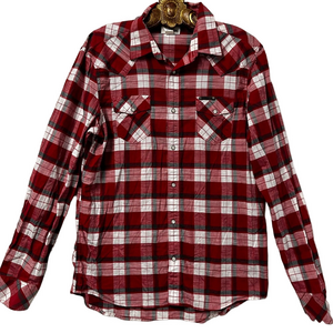 Men's Red Plaid Casual Button Down Shirt